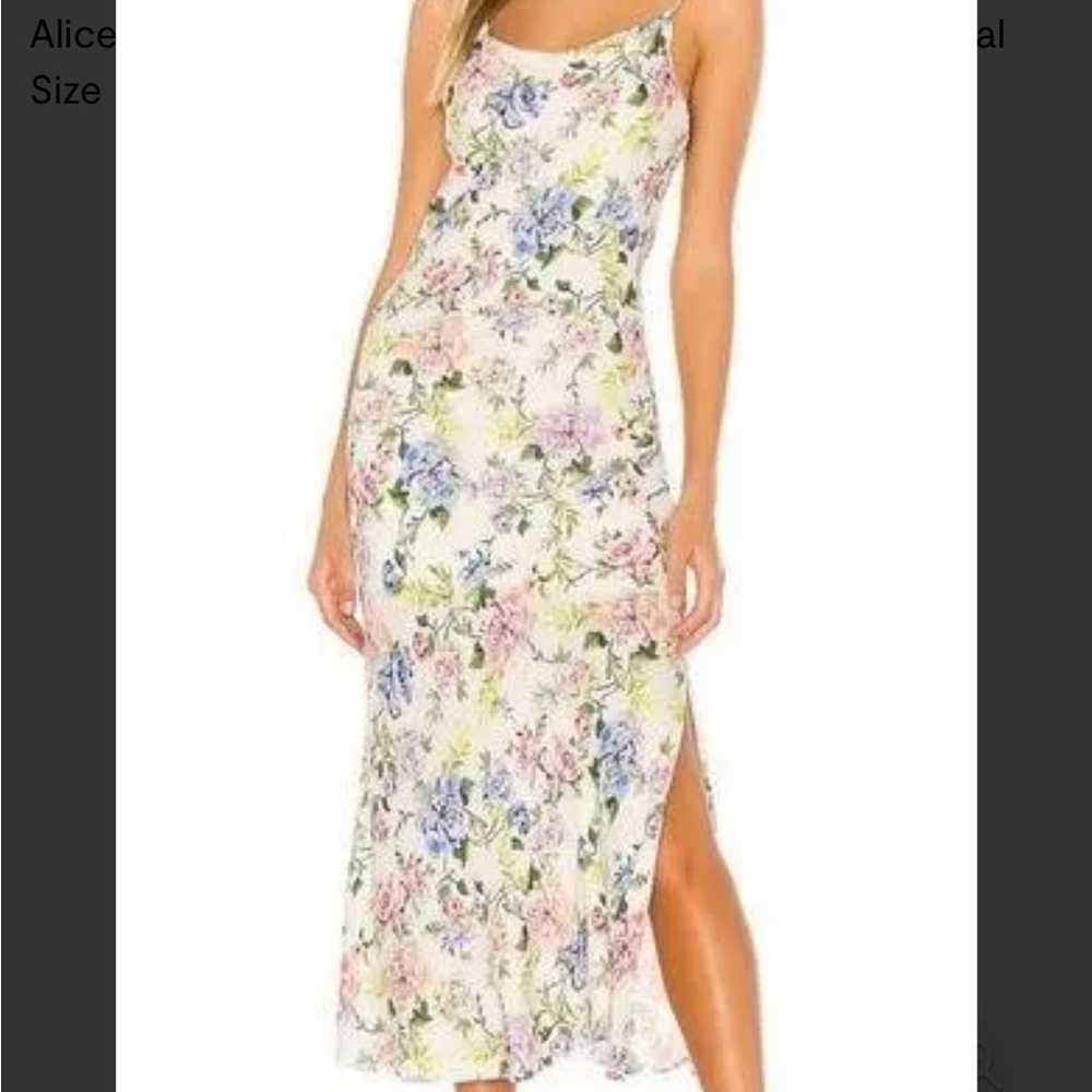 Alice + Olivia HARMONY FLORAL MIDI DRESS